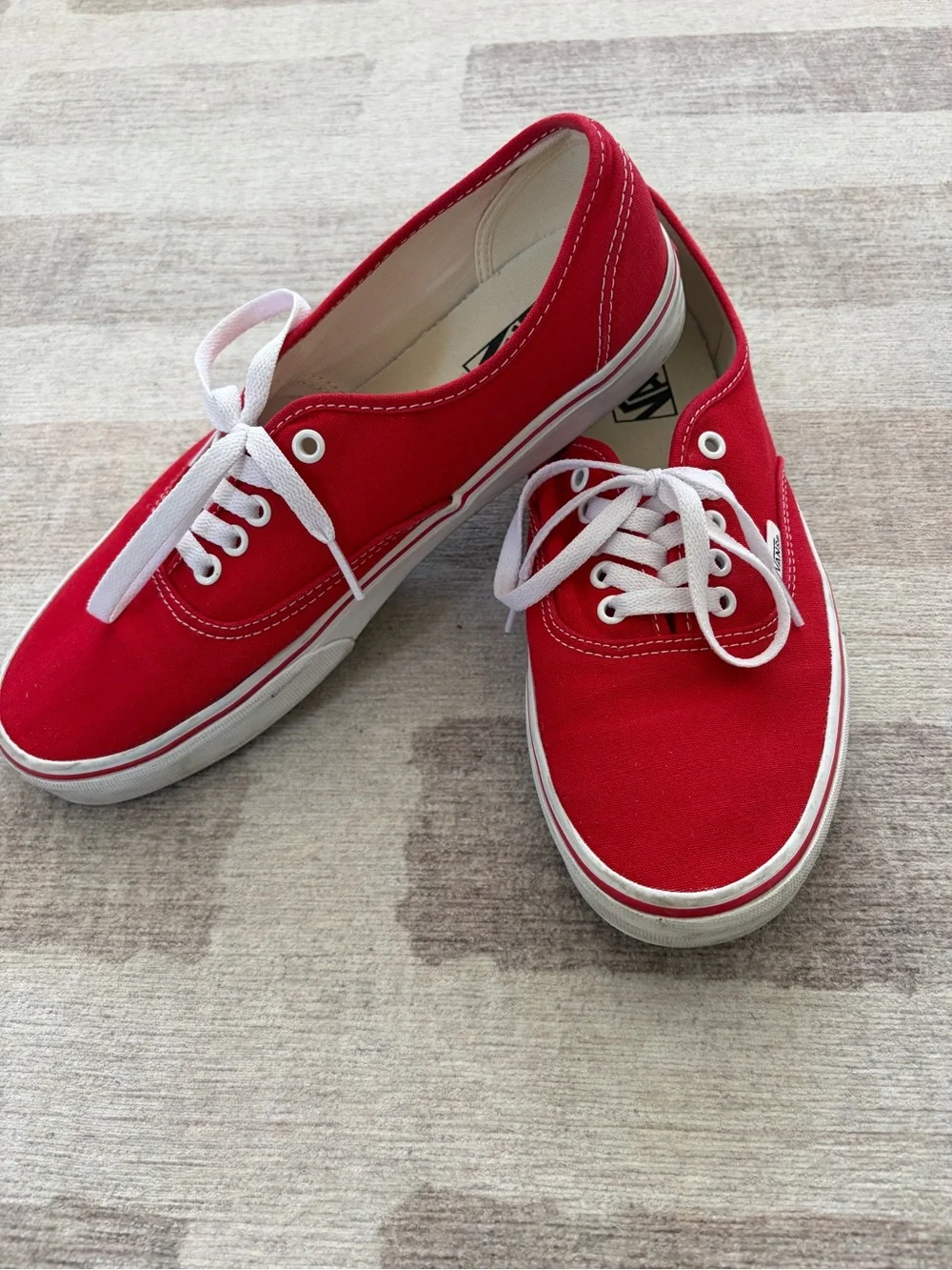Vans Authentic - Red Canvas Low Top Sneakers with White Accents